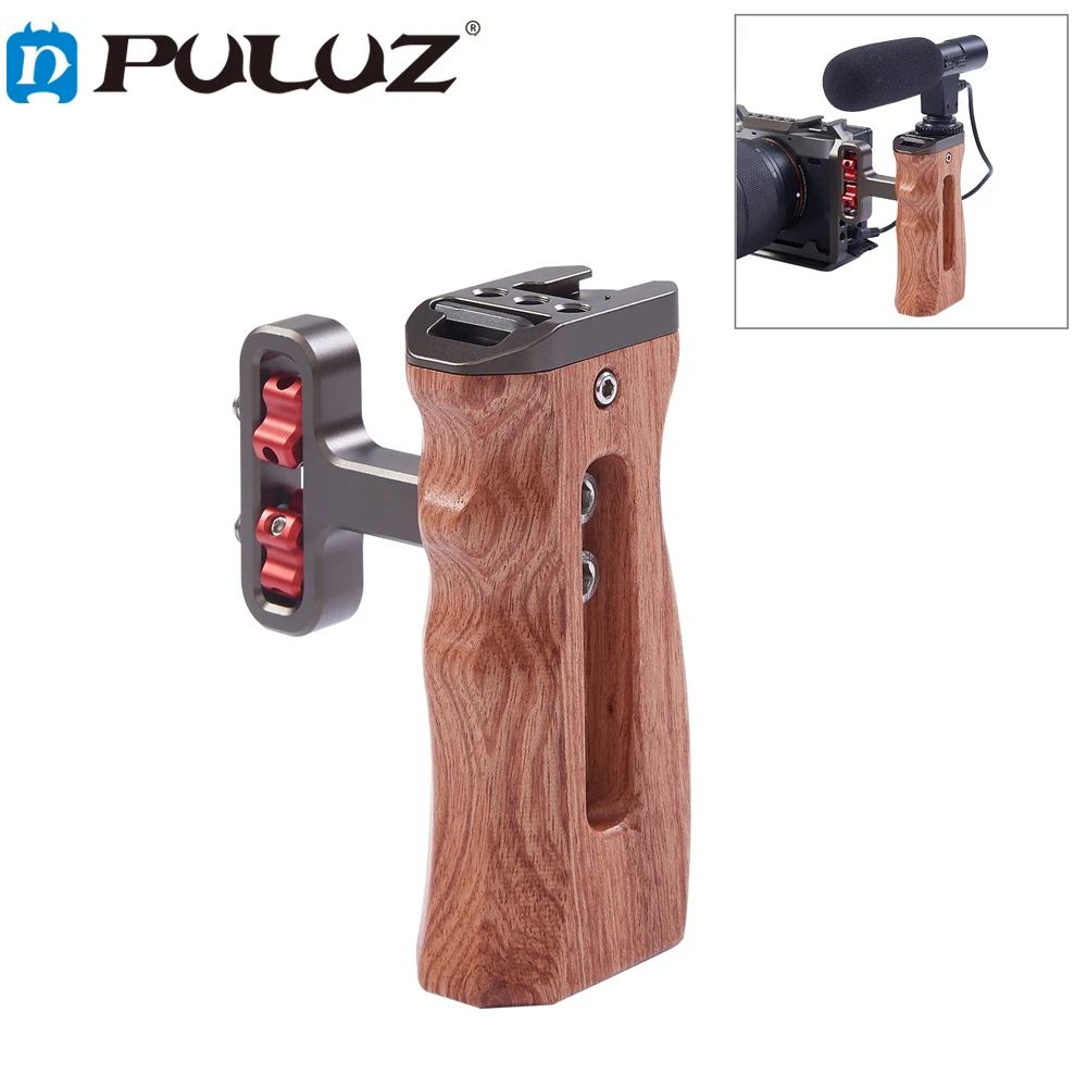 PULUZ Universal Side Handle Wood Grip with Cold Shoe for Camera Cage Wooden Handgrip Camera Accessories for Sony A7C 7SM2 DSLR
PULUZ Universal Side Handle Wood Grip with Cold Shoe for Camera Cage Wooden Handgrip Camera Accessories for Sony A7C 7SM2 DSLR