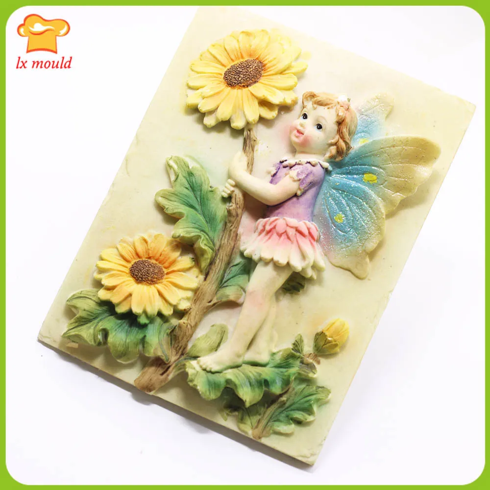 

Sunflower Fairy Silicone Fondant Cake Topper Mold Flower Girl Mould Chocolate Sugarcraft Baking