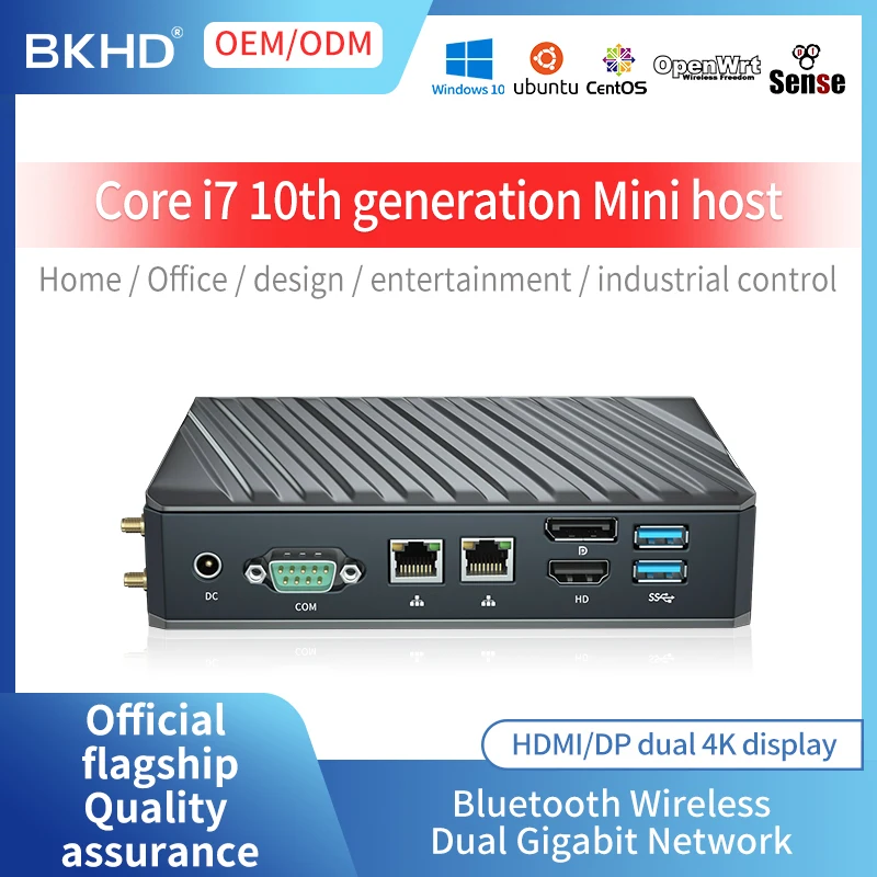 BKHD безвентиляторный мини-ПК Intel i7 10710U шесть ядер ЦП i5 10210U компьютер 2Lan Wifi 4USB3.0 ПК NUC Встроенная графическая карта для офиса
BKHD безвентиляторный мини-ПК Intel i7 10710U шесть ядер ЦП i5 10210U компьютер 2Lan Wifi 4USB3.0 ПК NUC Встроенная графическая карта для офиса