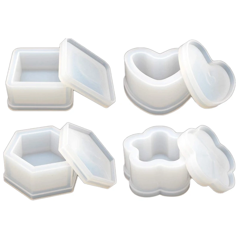 Box Resin Molds With Lids, Silicone Jewelry DIY Storage Box Epoxy Resin Molds With Heart Hexagon Square Flower Shape
Box Resin Molds With Lids, Silicone Jewelry DIY Storage Box Epoxy Resin Molds With Heart Hexagon Square Flower Shape