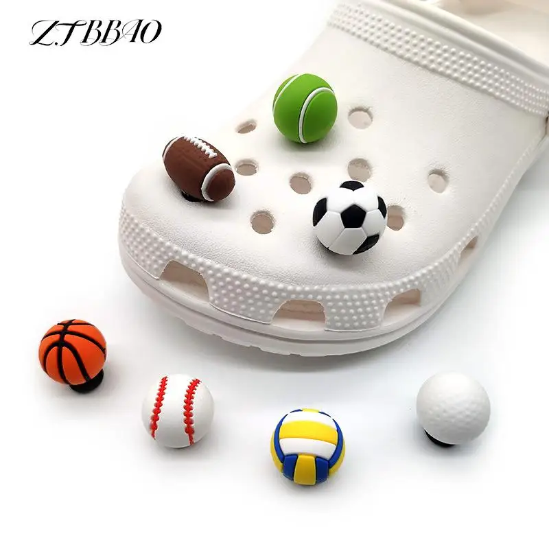

1PCS 7 Types Of Ball PVC Shoe Charms Shoe Accessories For Croc Kids Favor Kawaii Cute X-mas Gift Sandals Decoration