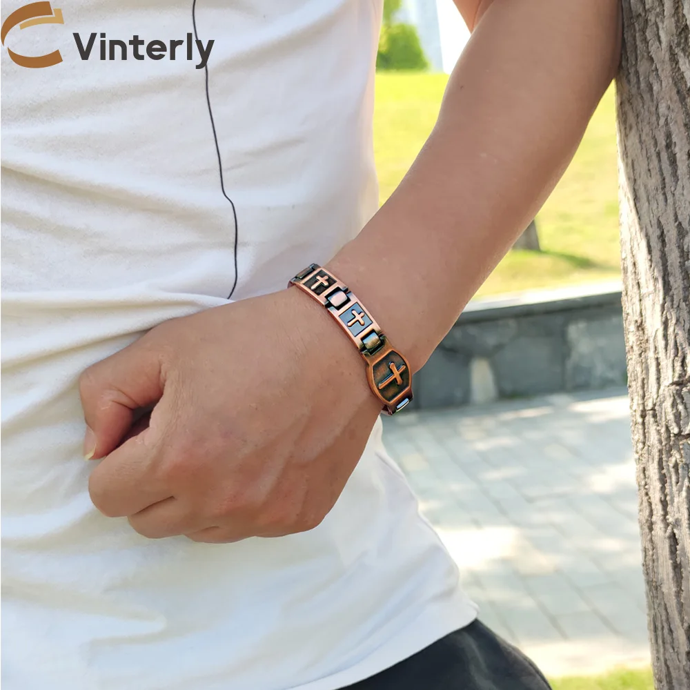 Магнитный браслет мужской, винтажный браслет из чистой меди, с сеткой-звеньем от артрита и здоровья
Магнитный браслет мужской, винтажный браслет из чистой меди, с сеткой-звеньем от артрита и здоровья