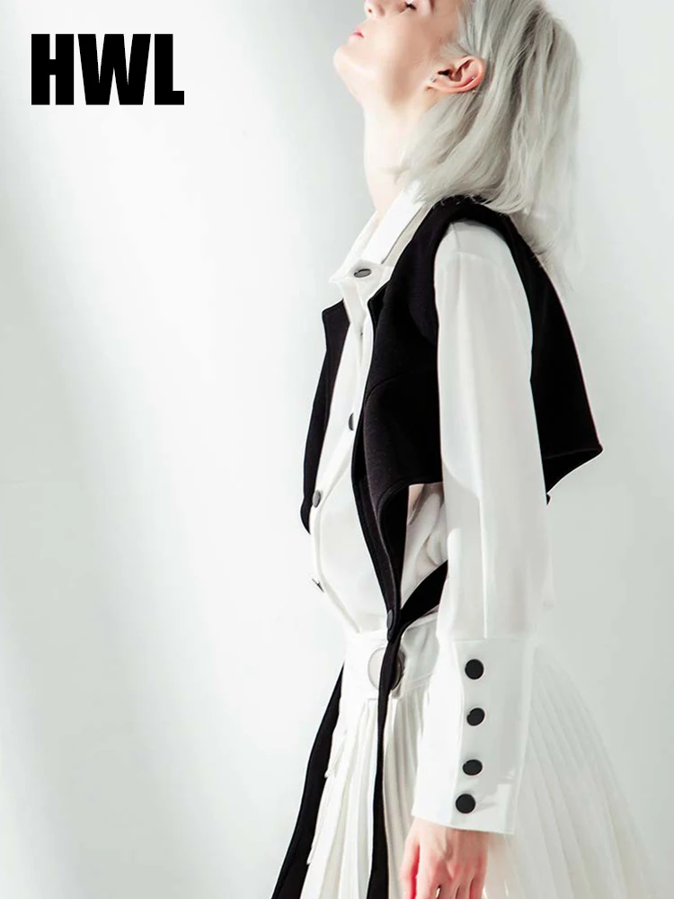 2022 New Lantern Sleeve Black Vest Women Stitch Ribbon Loose Two Piece Shirt Women Blouse Single Breasted Bluas With Vest Women
2022 New Lantern Sleeve Black Vest Women Stitch Ribbon Loose Two Piece Shirt Women Blouse Single Breasted Bluas With Vest Women