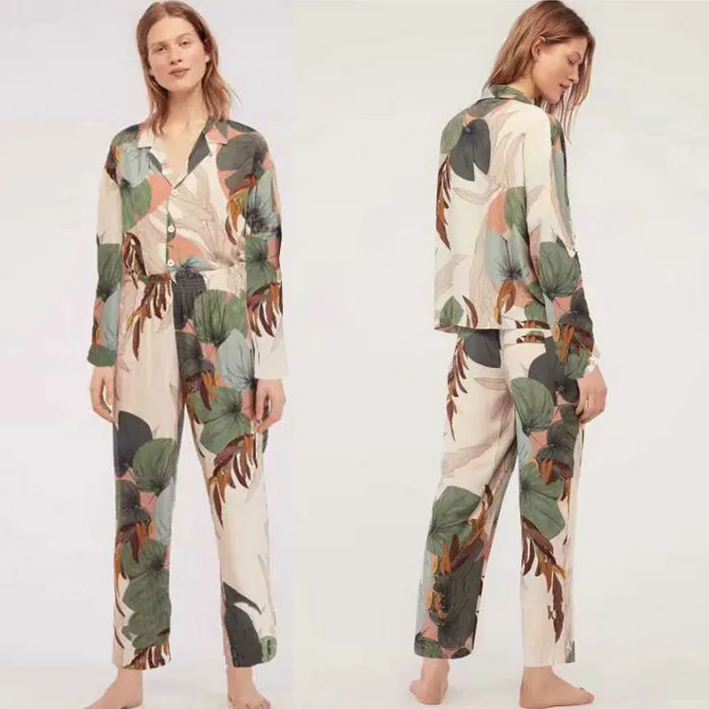 Autumn Womens 2pc Pajamas Set Printing Short Sleeve Long Pants Trousers Pajama Nightwear Sleepwear Loungewear Pyjamas Suit
Autumn Womens 2pc Pajamas Set Printing Short Sleeve Long Pants Trousers Pajama Nightwear Sleepwear Loungewear Pyjamas Suit