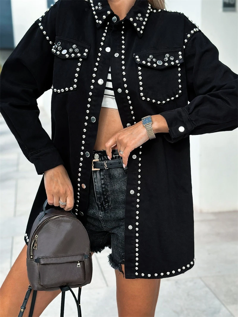 Streetwear Rivet Jean Jackets Top Women Autumn Y2K Clothes Vintage Turn Down Collar Button Up Denim Coats Fashion Outwear Tops
Streetwear Rivet Jean Jackets Top Women Autumn Y2K Clothes Vintage Turn Down Collar Button Up Denim Coats Fashion Outwear Tops