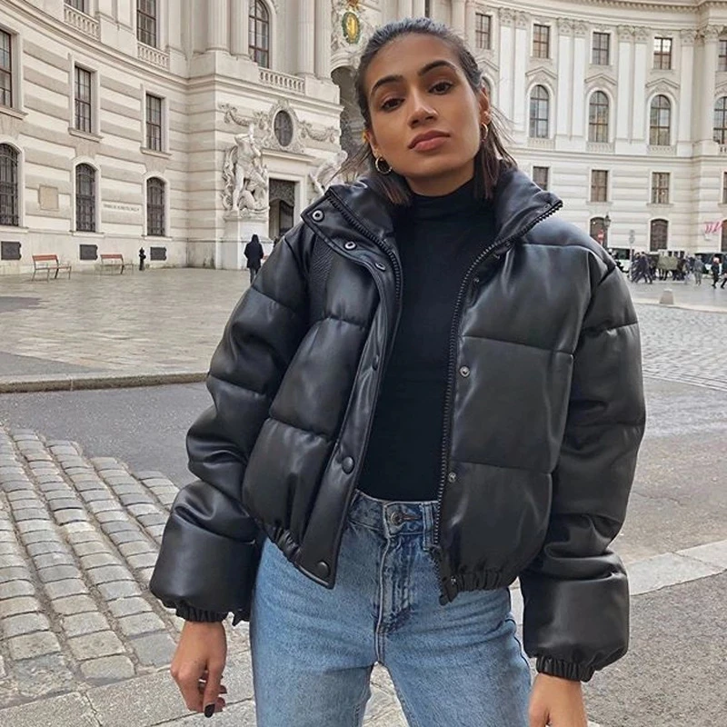 Women's Winter Jacket Thick Warm Short Parkas 2022 Fashion Black Pu Leather Coat Women Elegant Zipper Cotton Jackets Female Outw
Women's Winter Jacket Thick Warm Short Parkas 2022 Fashion Black Pu Leather Coat Women Elegant Zipper Cotton Jackets Female Outw