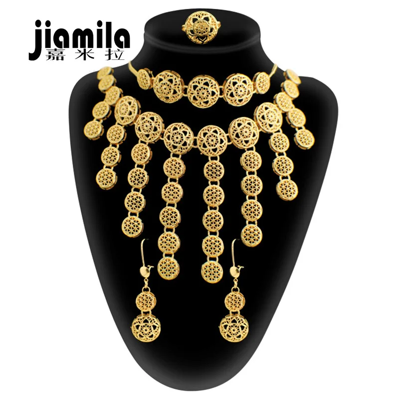 JIAMILA Saudi Arabia Necklace Bracelet ring earrings Dubai 24k Gold Plated Jewelry Sets Ethiopian Nigeria Women Bridal Jewellery
JIAMILA Saudi Arabia Necklace Bracelet ring earrings Dubai 24k Gold Plated Jewelry Sets Ethiopian Nigeria Women Bridal Jewellery