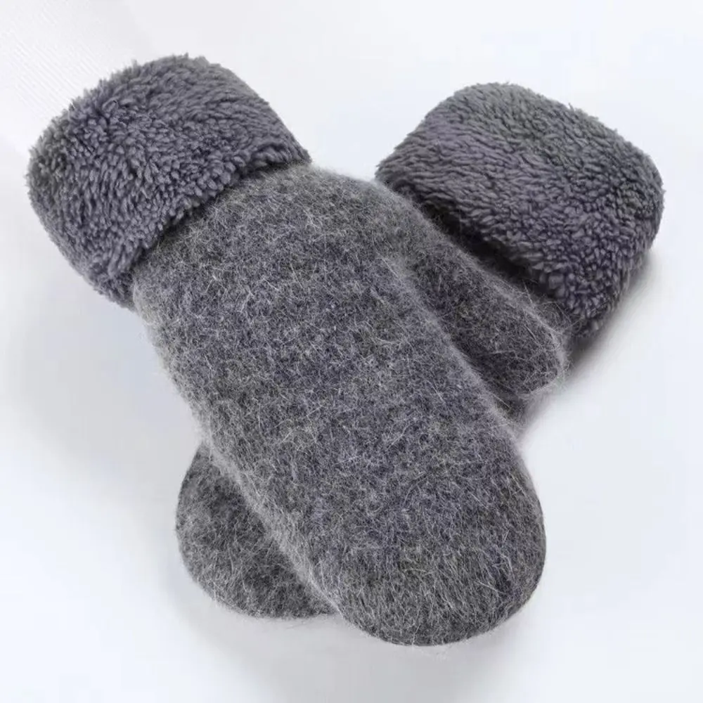 

Двухслойные перчатки с закрытыми пальцами, шерстяные кашемировые варежки с бархатным плюшем, утолщенные теплые вязаные перчатки с закрытыми пальцами, перчатки для холодной носки