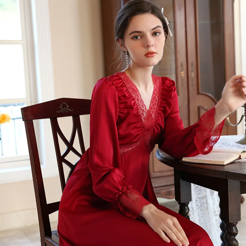 French Palace Style Nightgown Sexy Lace Long Women's Nightwear Sleepwear Spring Summer New Satin Night Dress Woman Home Dress
French Palace Style Nightgown Sexy Lace Long Women's Nightwear Sleepwear Spring Summer New Satin Night Dress Woman Home Dress