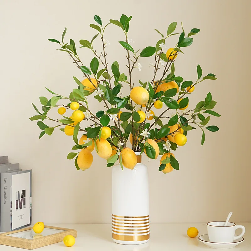 Artificial Lemon Branches with Fruit Yellow Faux Fake Lemon Table Decor for Kitchen Home Party Plastic Fruit Flower Decoration
Artificial Lemon Branches with Fruit Yellow Faux Fake Lemon Table Decor for Kitchen Home Party Plastic Fruit Flower Decoration