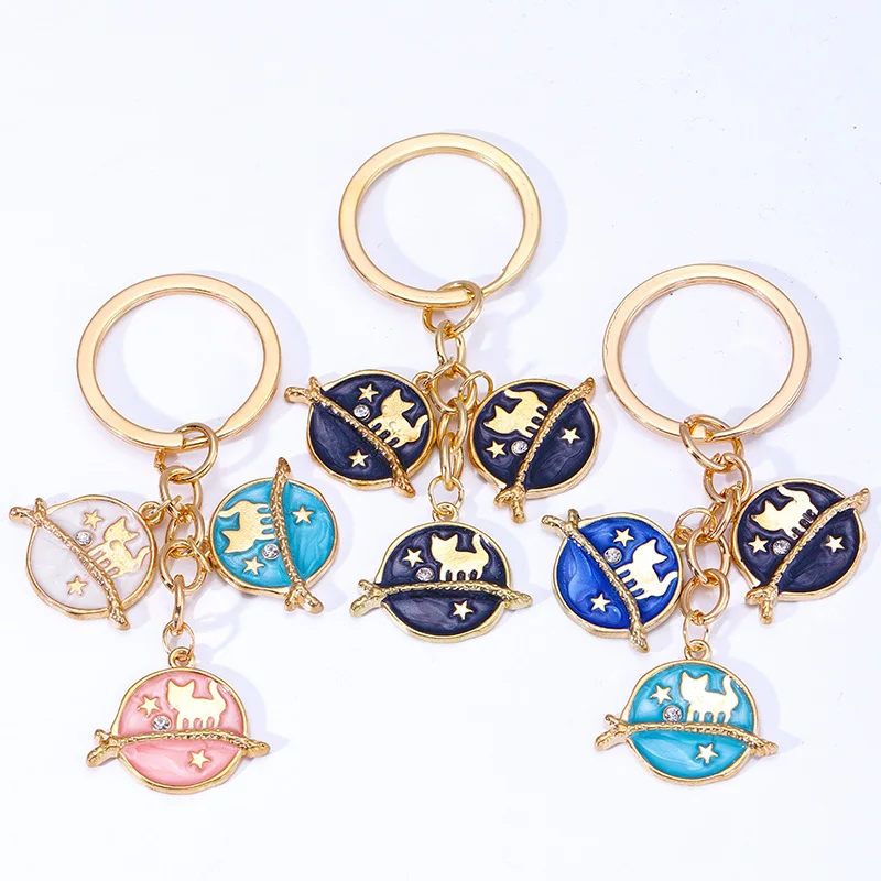 New Fashion Oil Dripping Cat Round Planet Keychains Cute Enamel Handmade Car Key Handbag Pendant Key Rings Jewerly Accessories
New Fashion Oil Dripping Cat Round Planet Keychains Cute Enamel Handmade Car Key Handbag Pendant Key Rings Jewerly Accessories