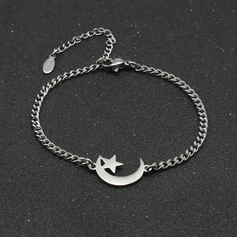 Браслет-цепочка из нержавеющей стали с подвеской в виде звезды и Луны
Браслет-цепочка из нержавеющей стали с подвеской в виде звезды и Луны