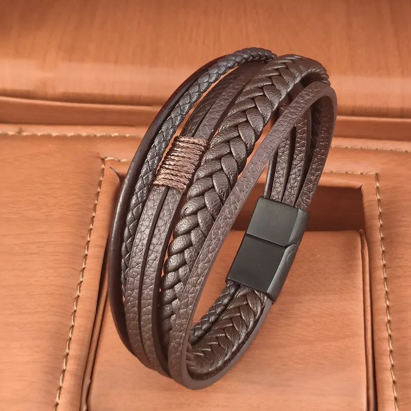New Stainless Steel Men 21Cm Genuine Leather Bracelets Multilayer Braided Rope Bracelets For Man Jewelry Bracelet 
New Stainless Steel Men 21Cm Genuine Leather Bracelets Multilayer Braided Rope Bracelets For Man Jewelry Bracelet