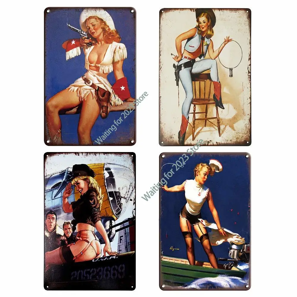 4PCS Vintage Metal Tin Wall Sign Plague Poster, Sexy Pinup Girl Pattern Wall Decor Art Tin Sign for Cafe Bar Pub Beer
4PCS Vintage Metal Tin Wall Sign Plague Poster, Sexy Pinup Girl Pattern Wall Decor Art Tin Sign for Cafe Bar Pub Beer