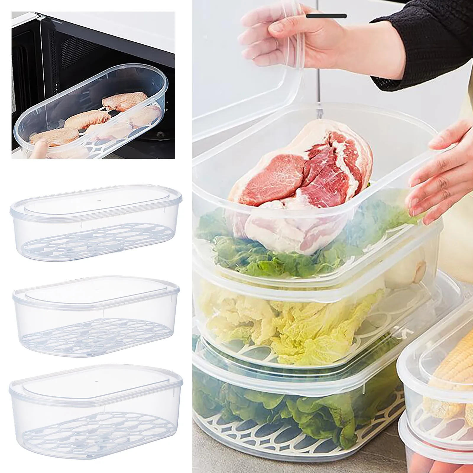 Kitchen Draining S-L Fresh Keeping Box Rectangular Storage Box Vegetable Seafood Classification Storage Organizers Dropshiping
Kitchen Draining S-L Fresh Keeping Box Rectangular Storage Box Vegetable Seafood Classification Storage Organizers Dropshiping