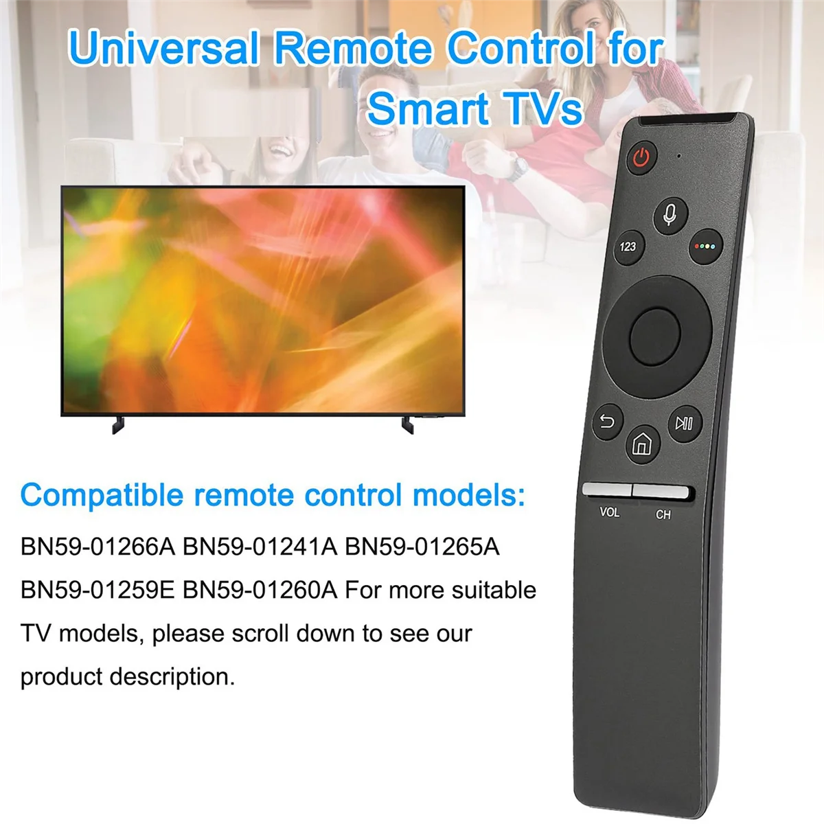 Replace BN59-01266A BN59-01265A Voice Remote for Samsung RMCSPM1AP1 4K UHD TV UN49MU6300F UN65MU7600FXZA UN65MU800DFXZA
Replace BN59-01266A BN59-01265A Voice Remote for Samsung RMCSPM1AP1 4K UHD TV UN49MU6300F UN65MU7600FXZA UN65MU800DFXZA