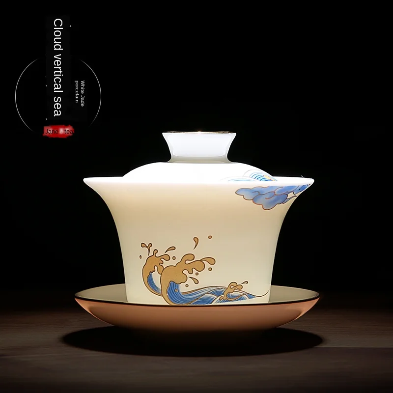 High White Porcelain Cover Bowl Jade Porcelain Cover Bowl Household Set Tea Maker Single Tea Cup Gaiwan sopera de ceramica
High White Porcelain Cover Bowl Jade Porcelain Cover Bowl Household Set Tea Maker Single Tea Cup Gaiwan sopera de ceramica
