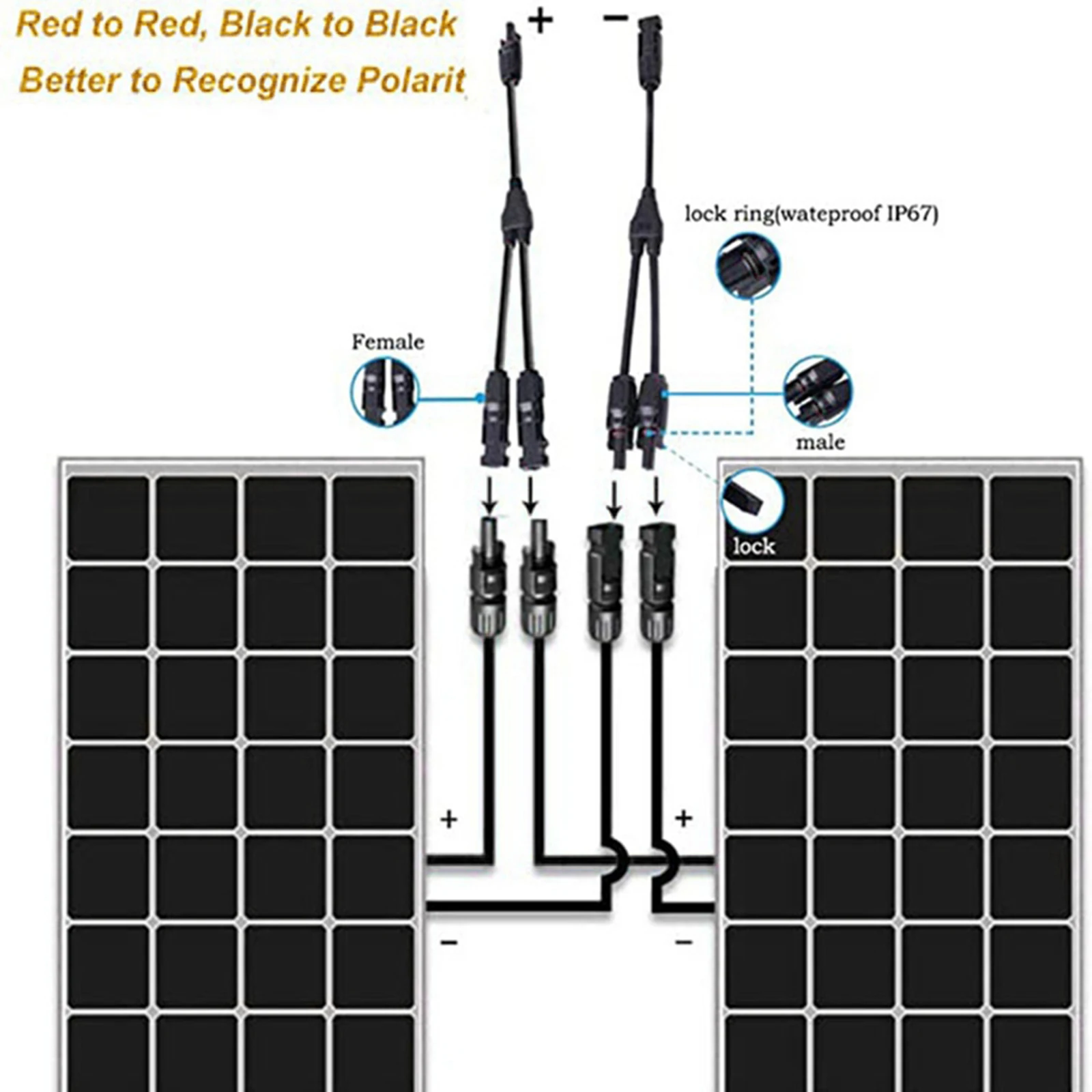 Solar Adapter Connector Solar Panel Connector Y Cable Connector PV Panel Parallel Solar Solar Adapter Connector PV Connector
Solar Adapter Connector Solar Panel Connector Y Cable Connector PV Panel Parallel Solar Solar Adapter Connector PV Connector