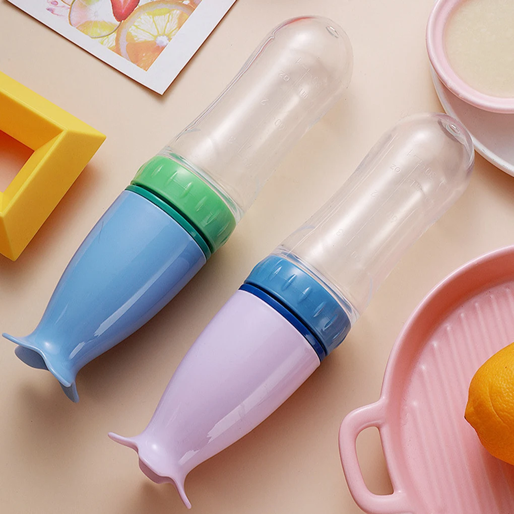 

Бутылочка для кормления ребенка, 90 мл, силиконовая кормушка для еды, розовая ложка для кормления младенцев с рисом