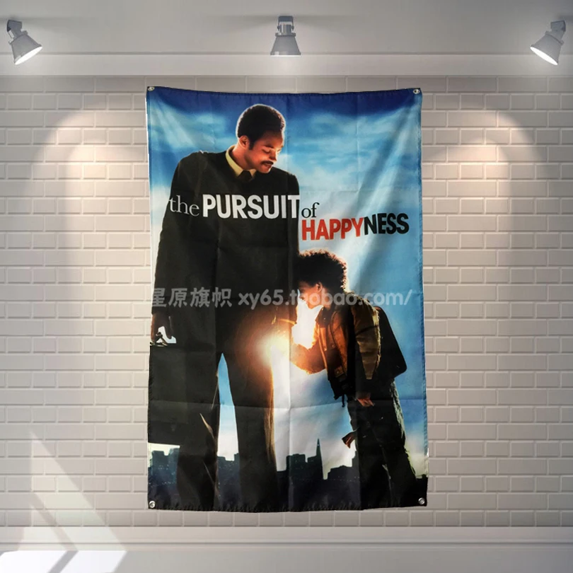 

"The Pursuit of Happiness" Movie Banners Hanging Flag Poster Wall Sticker Cafe Restaurant locomotive club Live Background Decor