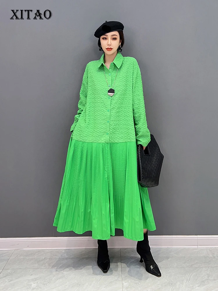 Женское Плиссированное Платье-рубашка XITAO, свободное однотонное платье трапециевидной формы с длинным рукавом, SMH1040
Женское Плиссированное Платье-рубашка XITAO, свободное однотонное платье трапециевидной формы с длинным рукавом, SMH1040