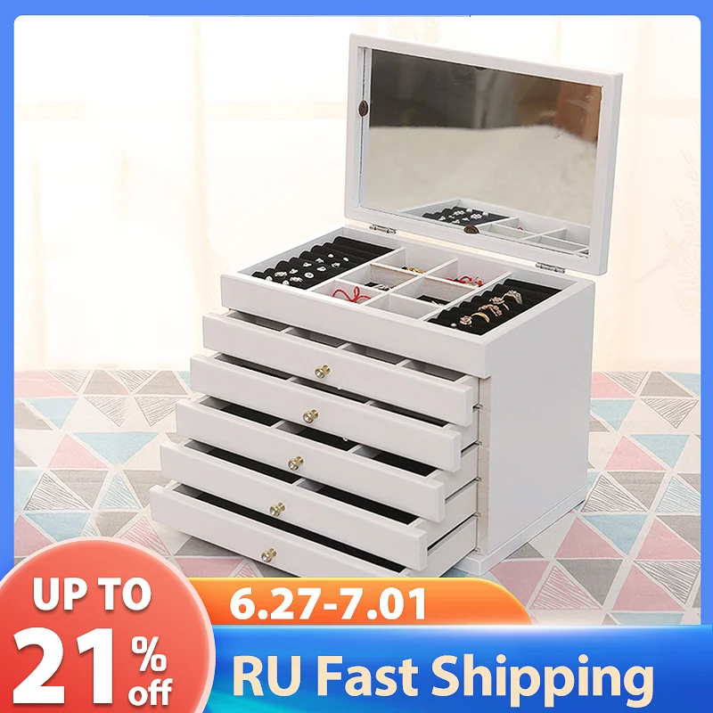 Multi-Layer Big 6 Layers Wooden Jewelry Box Jewelry Display Casket Earrings Ring Boxes Jewelry Organizer Gift Box White/Brown
Multi-Layer Big 6 Layers Wooden Jewelry Box Jewelry Display Casket Earrings Ring Boxes Jewelry Organizer Gift Box White/Brown
