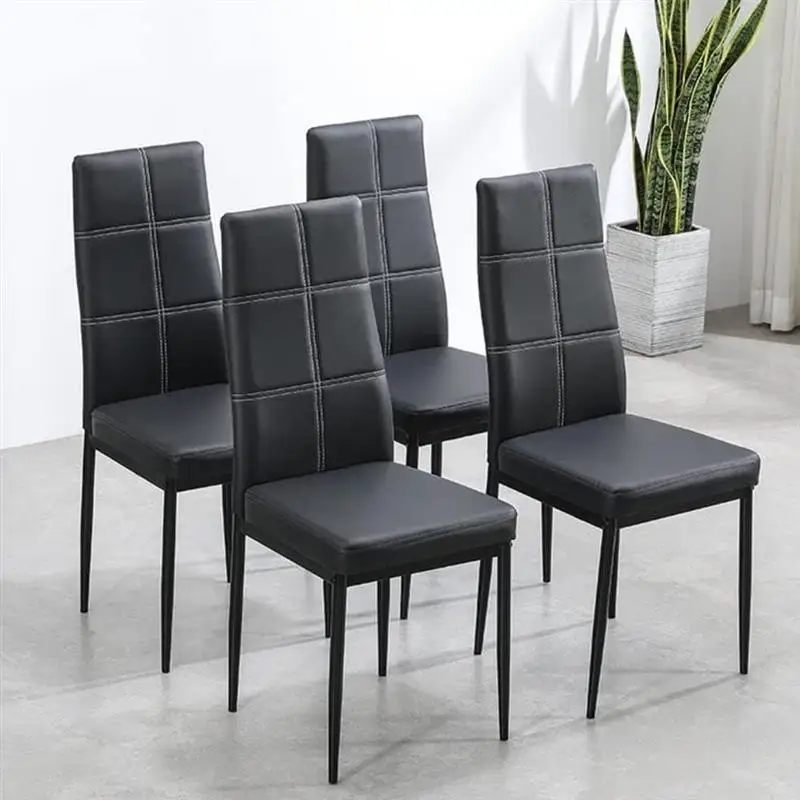

Обеденные стулья Wfs, обеденные стулья, набор из 4, кожаные, с мягким сиденьем, с высокой спинкой, кухня, столовая, домашняя мебель