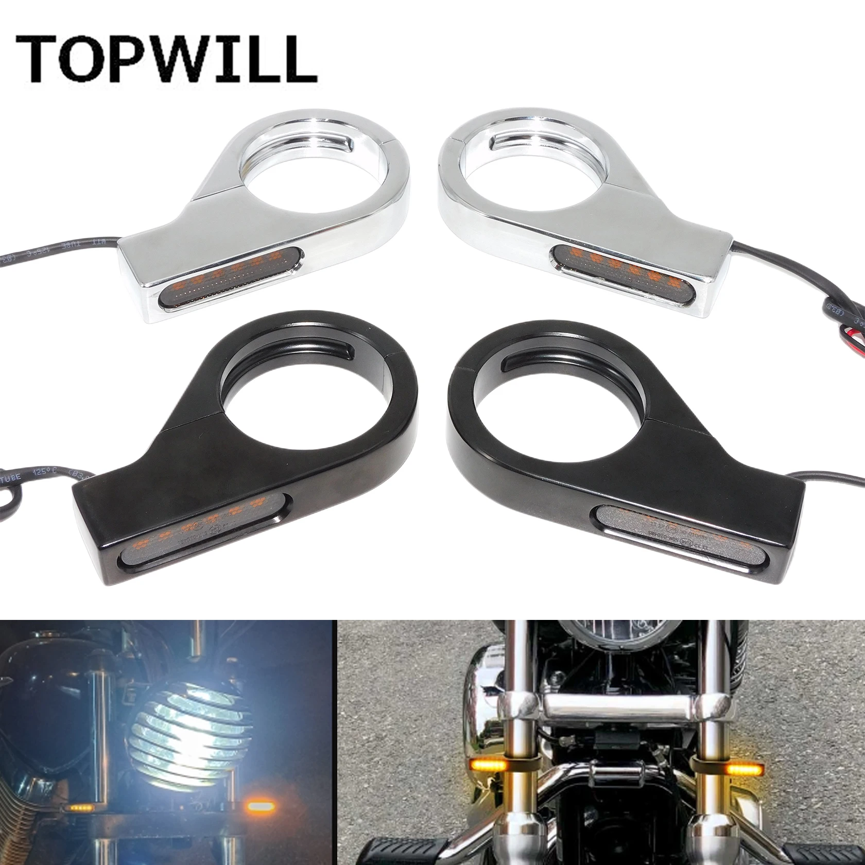 Motorcycle Front LED Amber Turn Signal Light 41mm Fork Tubes Blinker Lamp Black/Chrome For Harley Touring Dyna Softail Sportster
Motorcycle Front LED Amber Turn Signal Light 41mm Fork Tubes Blinker Lamp Black/Chrome For Harley Touring Dyna Softail Sportster