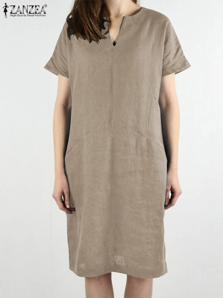 ZANZEA Summer Cotton Linen Vintage Dress Women Solid Short Sleeve V-Neck Party Club Sundress Elegant Casual Loose Pockets Robe
ZANZEA Summer Cotton Linen Vintage Dress Women Solid Short Sleeve V-Neck Party Club Sundress Elegant Casual Loose Pockets Robe