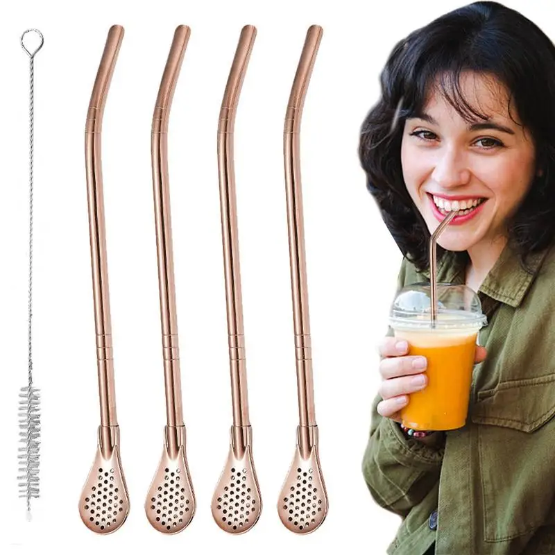 Stainless Steel Straws With Filter Spoon 4pcs Stainless Steel Straw Filter Spoon With Cleaning Brush Reusable Metal Straw Spoon
Stainless Steel Straws With Filter Spoon 4pcs Stainless Steel Straw Filter Spoon With Cleaning Brush Reusable Metal Straw Spoon