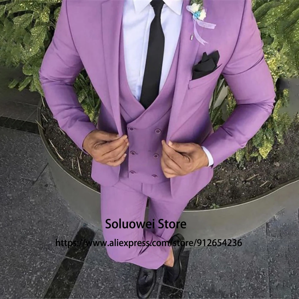 Fashion Purple Suits For Men Slim Fit 3 Piece Jacket Vest Pants Set Formal Groom Wedding Prom Tuxedo Male Office Business Blazer
Fashion Purple Suits For Men Slim Fit 3 Piece Jacket Vest Pants Set Formal Groom Wedding Prom Tuxedo Male Office Business Blazer