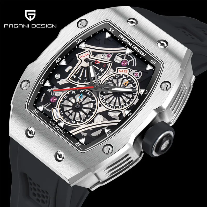 PAGANI DESIGN Men's Watches Sport Chronograph Top Brand Quartz Watch Skeleton Dial Sapphire Glass Stainless Steel Waterproof 50M
PAGANI DESIGN Men's Watches Sport Chronograph Top Brand Quartz Watch Skeleton Dial Sapphire Glass Stainless Steel Waterproof 50M