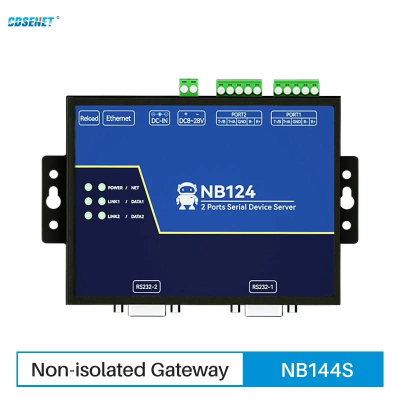 RS485/RS232/RS422 to Ethnernet Serial Server 2 Channel CDSENT NB124S TCP UDP MQTT HTTP Modbus Gateway TCP- RTU Watchdog DC8-28V
RS485/RS232/RS422 to Ethnernet Serial Server 2 Channel CDSENT NB124S TCP UDP MQTT HTTP Modbus Gateway TCP- RTU Watchdog DC8-28V