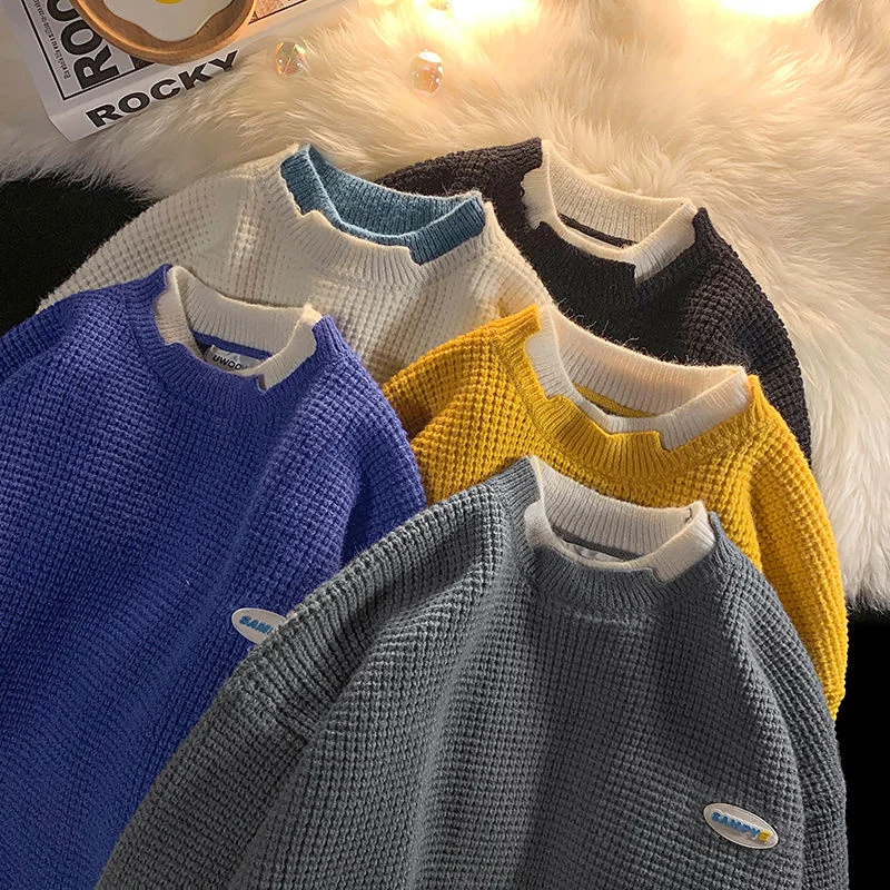 Men Sweater Solid Color Irregular Neck Waffle Pullover Winter Clothes Fashion Versatile Streetwear Tidal Current New Arrivals
Men Sweater Solid Color Irregular Neck Waffle Pullover Winter Clothes Fashion Versatile Streetwear Tidal Current New Arrivals