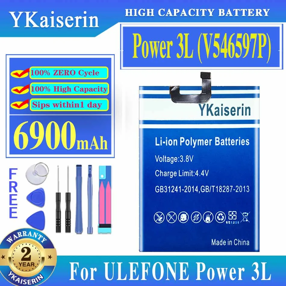 Аккумулятор ykaisin Power3L V546597P 6900 мАч для ULEFONE Power 3L мобильный телефон Bateria + Бесплатные инструменты
Аккумулятор ykaisin Power3L V546597P 6900 мАч для ULEFONE Power 3L мобильный телефон Bateria + Бесплатные инструменты