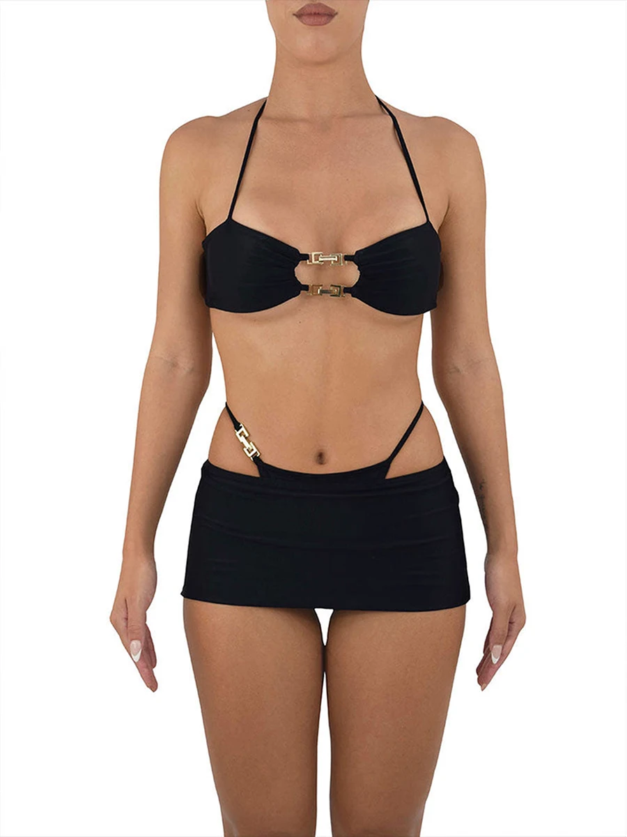 Txlixc Women s Sexy Three-Piece Clothes Outfit Halter Sleeveless Hollow Out Tops Thong Skirt Women Skirt Sets
Txlixc Women s Sexy Three-Piece Clothes Outfit Halter Sleeveless Hollow Out Tops Thong Skirt Women Skirt Sets