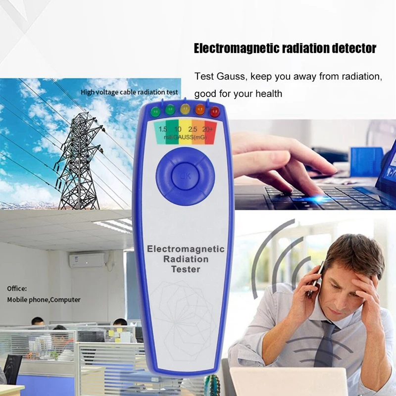 

Electromagnetic Field Radiation Detector With 5 LED EMF Gauss Meter Portable Handheld EMF Magnetic Field Detector