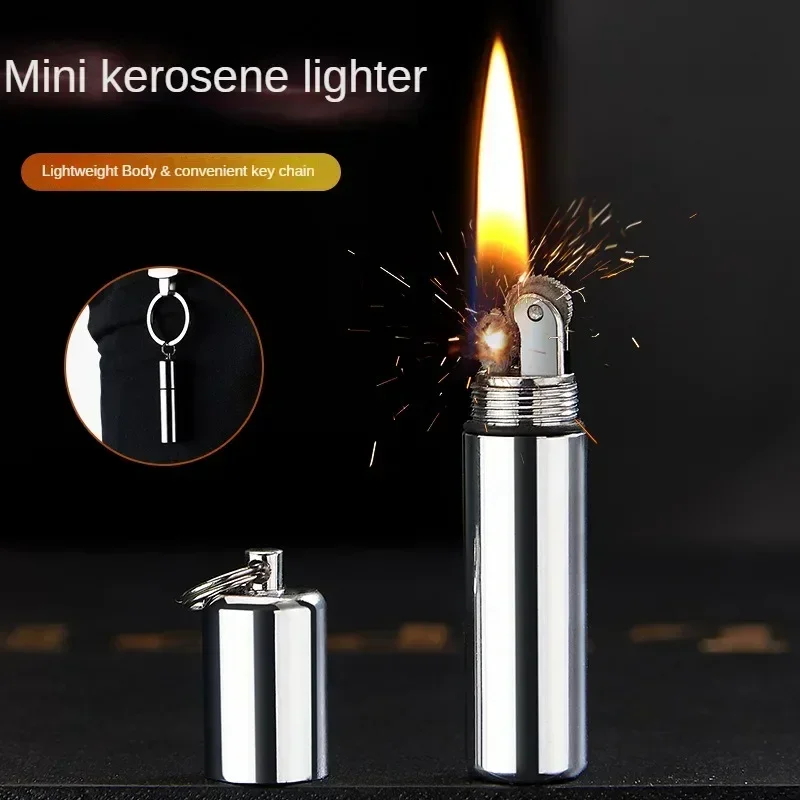 Mini keychain grinding wheel kerosene lighter open flame waterproof pendant,
Mini keychain grinding wheel kerosene lighter open flame waterproof pendant,