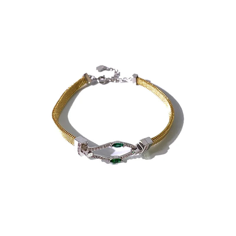 Korean version minimalist temperament inlaid with zircon imitation sapphire snake head bracelet
Korean version minimalist temperament inlaid with zircon imitation sapphire snake head bracelet