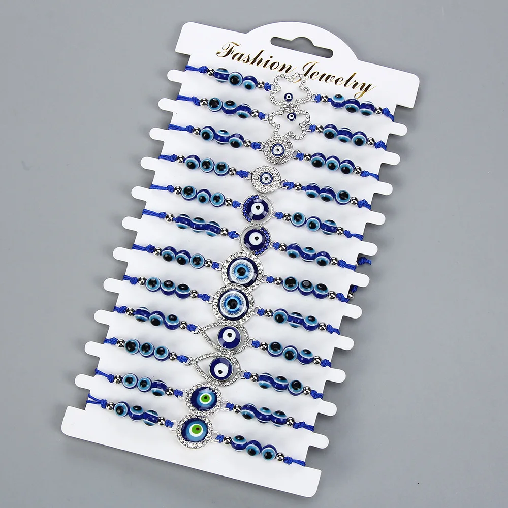 24Pcs Lucky Blue Beaded Turkish Evil Eye Alloy Rhinestone Bracelet Adjustable Braided Rope Bracelets Women Men Jewelry
24Pcs Lucky Blue Beaded Turkish Evil Eye Alloy Rhinestone Bracelet Adjustable Braided Rope Bracelets Women Men Jewelry