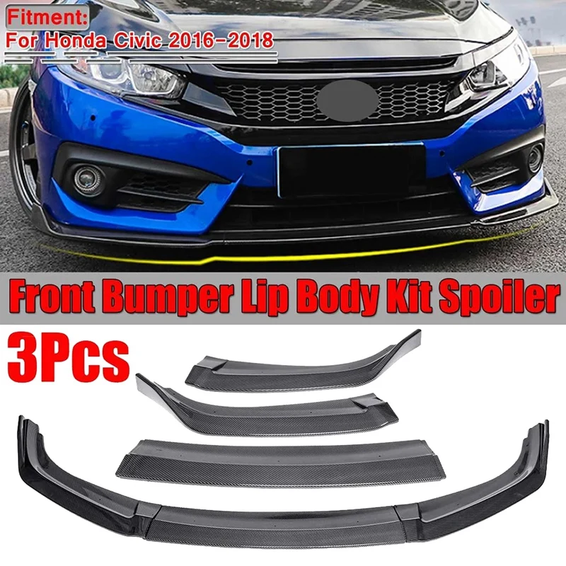 Carbon Fiber Car Front Bumper Lip Spoiler Diffuser Cover Trim Splitter Fins Body for Honda Civic 2016 2017 2018 2019
Carbon Fiber Car Front Bumper Lip Spoiler Diffuser Cover Trim Splitter Fins Body for Honda Civic 2016 2017 2018 2019