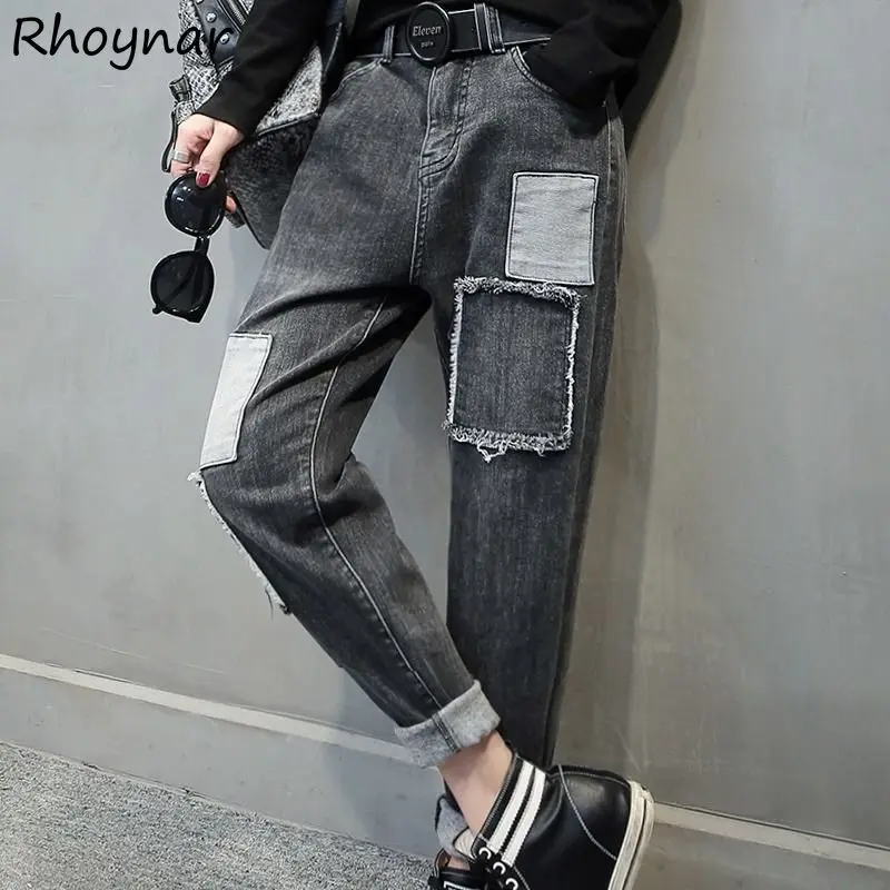 Джинсы женские весенние винтажные универсальные уличные модные брюки до щиколотки с нашивками шикарные повседневные джинсовые брюки Ulzzang ... 
Джинсы женские весенние винтажные универсальные уличные модные брюки до щиколотки с нашивками шикарные повседневные джинсовые брюки Ulzzang ...