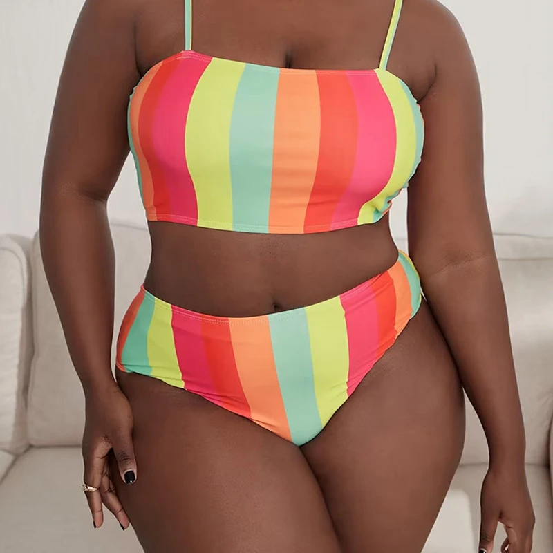 2022 New Large Size Women colorful Striped Print Bikini Sets Swimsuit Female Sexy Two- Pieces Swimwear Beach Bathing Suits
2022 New Large Size Women colorful Striped Print Bikini Sets Swimsuit Female Sexy Two- Pieces Swimwear Beach Bathing Suits