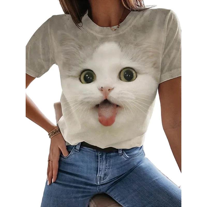 2022 Women's Clothing 3D Cartoon Cat Print T-shirt O-Neck Casual Short Sleeve Fashion Pattern Tees Regular Women T-Shirt Top XXS 
2022 Women's Clothing 3D Cartoon Cat Print T-shirt O-Neck Casual Short Sleeve Fashion Pattern Tees Regular Women T-Shirt Top XXS