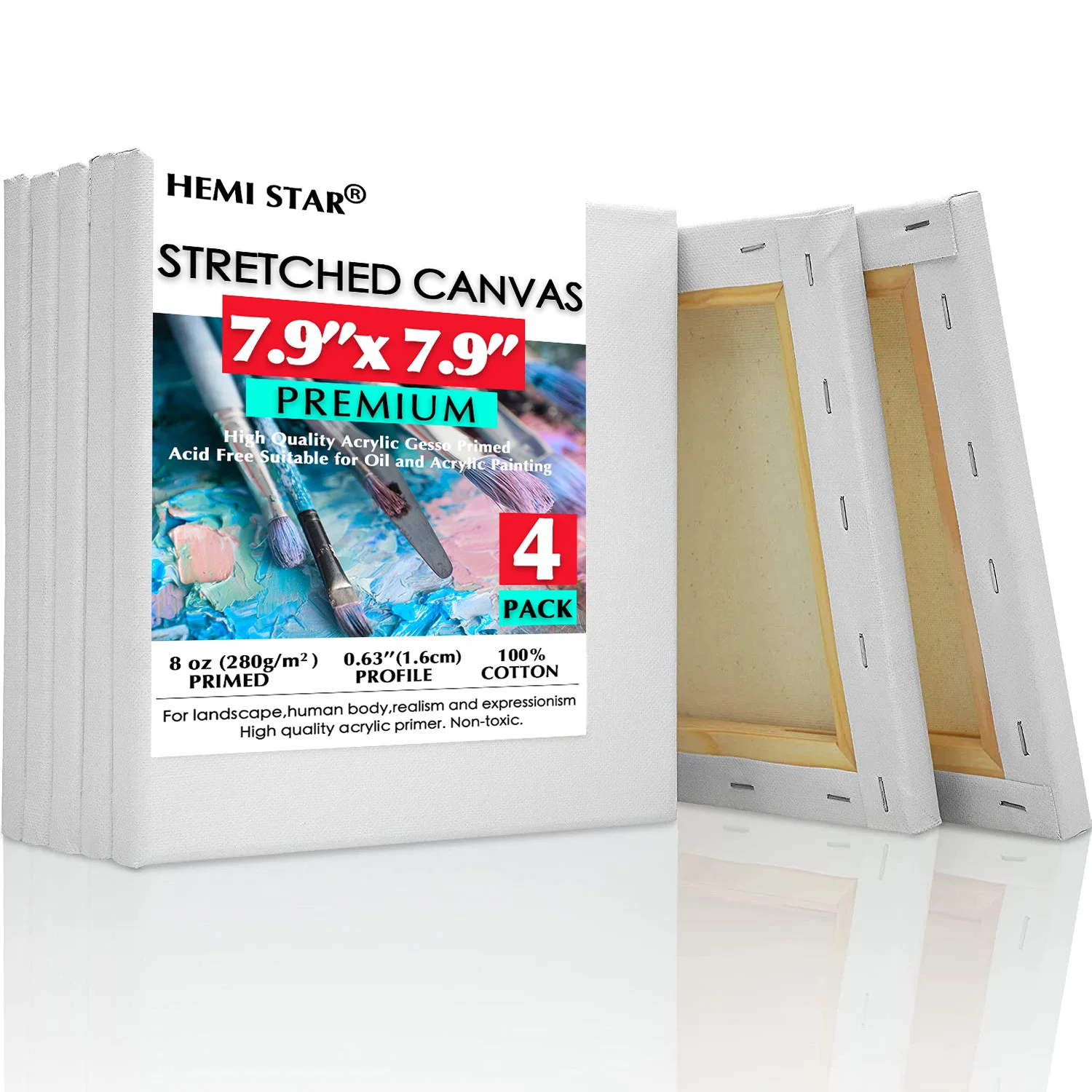 4 Pieces/set Stretched Canvases for Painting 100% Cotton Artist Blank Canvas Boards for Painting 8 oz Gesso-Primed 8x8 inch
4 Pieces/set Stretched Canvases for Painting 100% Cotton Artist Blank Canvas Boards for Painting 8 oz Gesso-Primed 8x8 inch