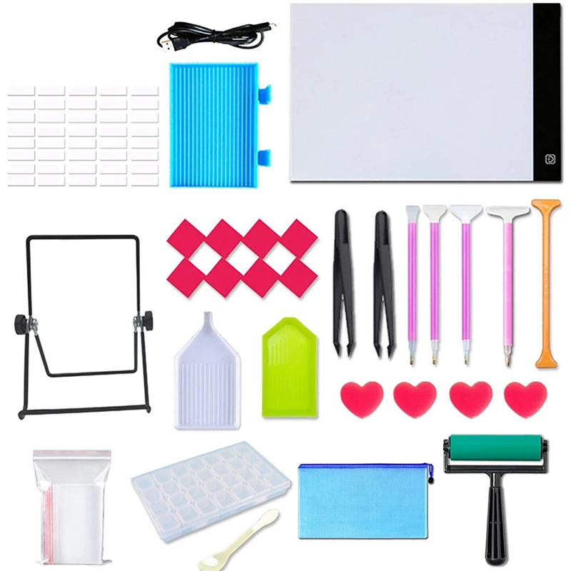60 Pieces Of Diamond Painting A4 LED Light Cushion Kit-Diamond Art Light Board, With Detachable Bracket And Roller
60 Pieces Of Diamond Painting A4 LED Light Cushion Kit-Diamond Art Light Board, With Detachable Bracket And Roller