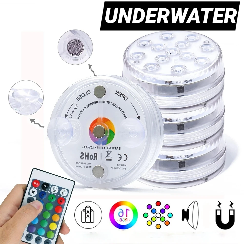 13 LED Light with Suction Cup 16-Colors Submersible for Outdoor Pond Fountain Vase Garden Swimming Pool Underwater Night Lamp
13 LED Light with Suction Cup 16-Colors Submersible for Outdoor Pond Fountain Vase Garden Swimming Pool Underwater Night Lamp