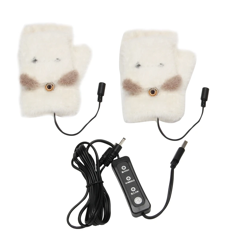

Перчатки с подогревом USB женские зимние перчатки с электрическим подогревом все пальцы моющиеся для дома или улицы теплые варежки