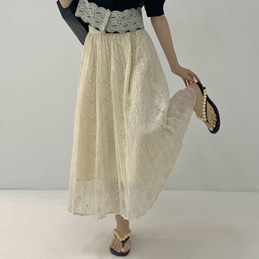Lace Embroidered A Summer Line Skirt High Waist for Women 2023 New Elastic Band Lady Midi Skirts Fashion Streetwear
Lace Embroidered A Summer Line Skirt High Waist for Women 2023 New Elastic Band Lady Midi Skirts Fashion Streetwear