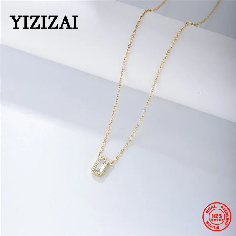 YIZIZAI 925 Sterling Silver European Simple Square White Crystal Pendant Clavicle Chain Necklace Women Classic Jewelry Gifts
YIZIZAI 925 Sterling Silver European Simple Square White Crystal Pendant Clavicle Chain Necklace Women Classic Jewelry Gifts